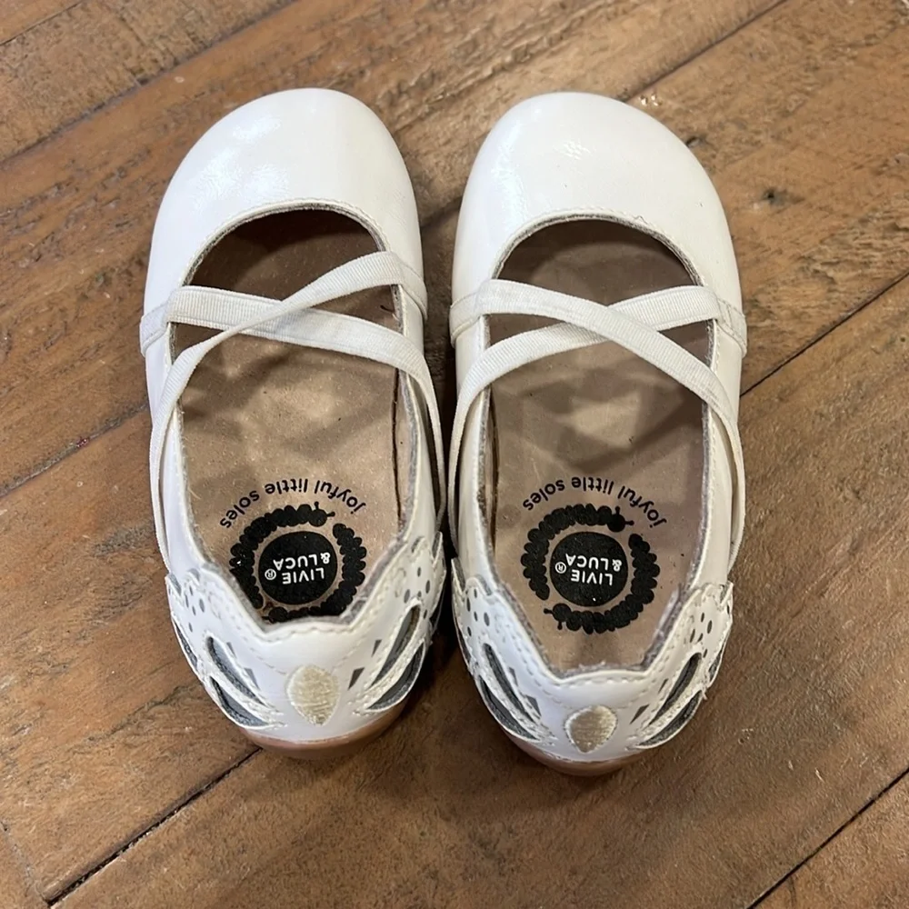 Livie and Luca white patent Mariposa shoes